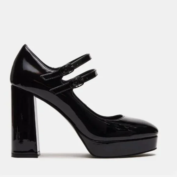 NEW IN BOX Steve Madden MARY JANE SHOE Tiara Heel Black Patent * VARIOUS SIZES - Picture 2 of 11